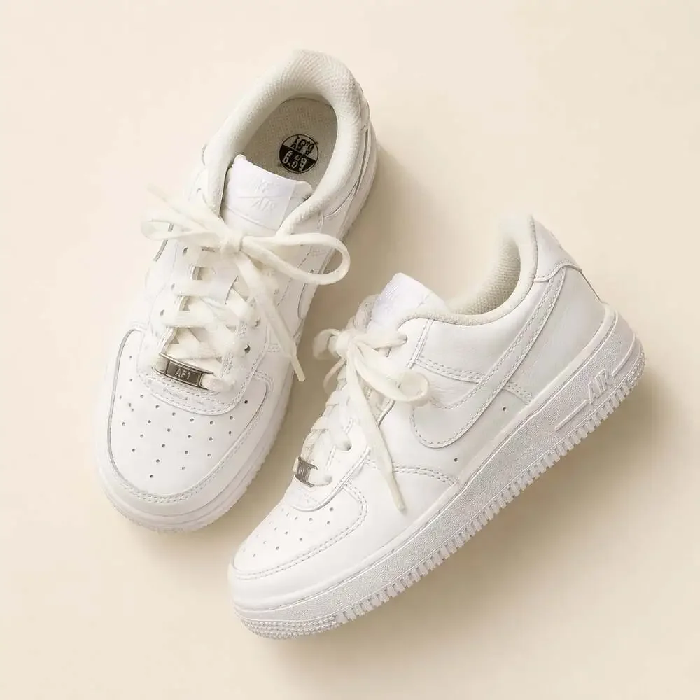 Nike Air Force 1 Triple White Low Boys 6.5Y Streetwear Sneakers
